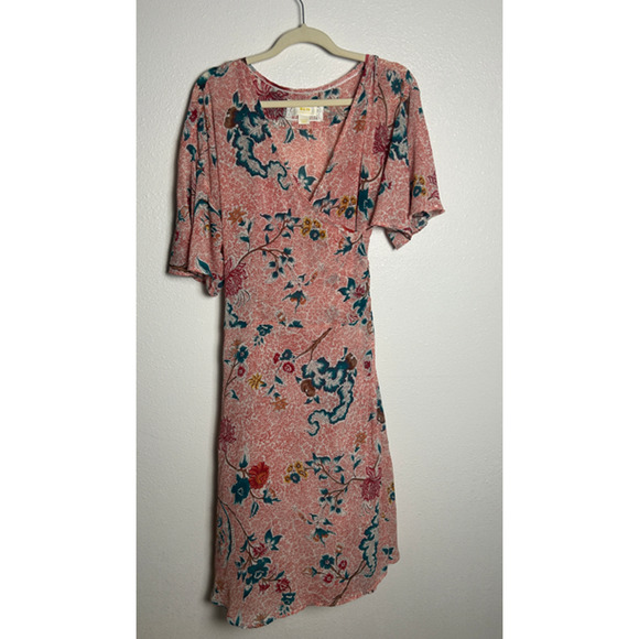Anthropologie Maeve Red Boho Floral Adelaide Wrap Dress Size Med - Picture 1 of 7